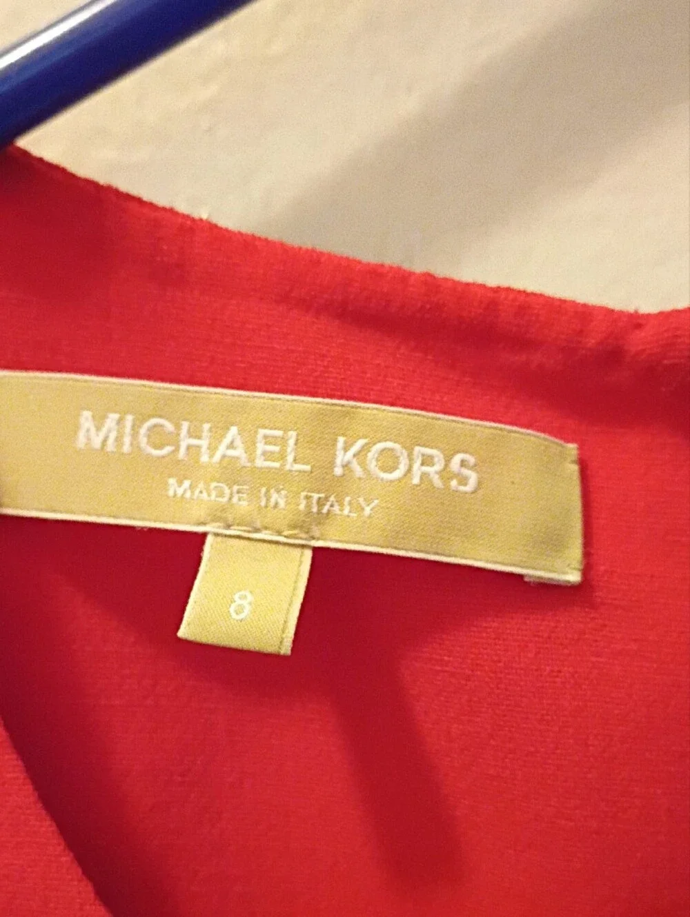 Michael Kors Red Long-Sleeve Dress with Black Lace Trim